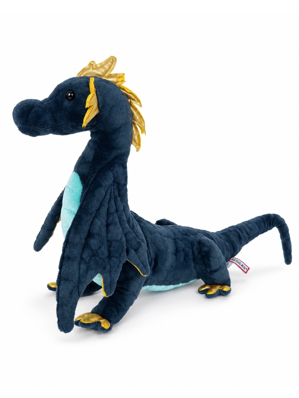 Douglas Aragon Navy Dragon Plush 16” Gold Wings Turquoise Belly #727